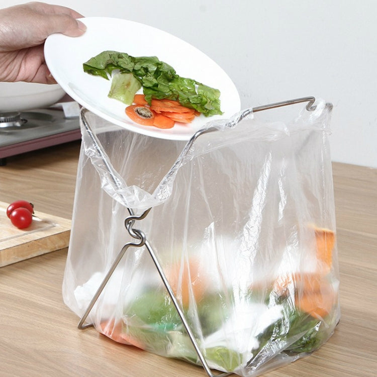 Stainless Steel Kitchen Foldable Storage Rack Plastic Bag Towel Trash Can Holder, Trash Can Holder