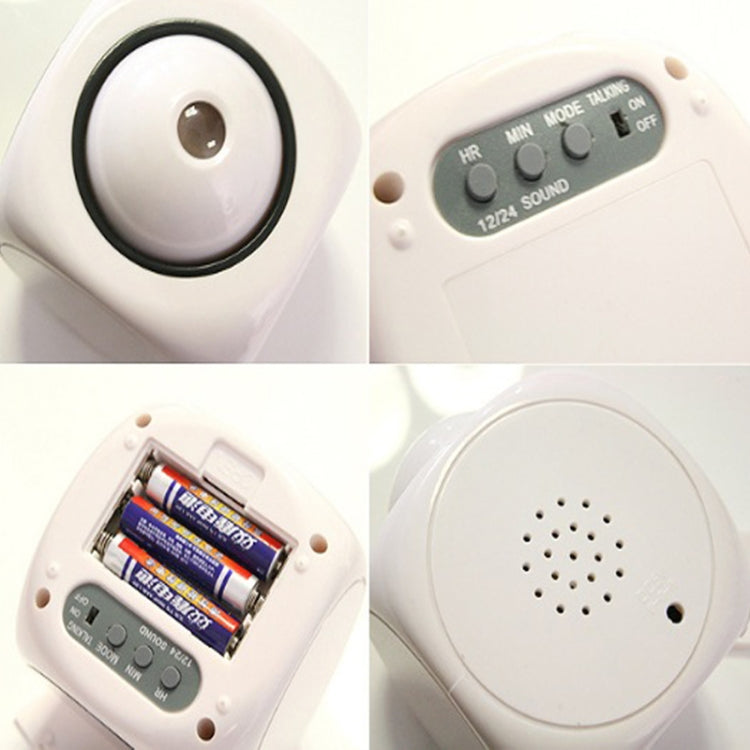 ساعة منبه متعددة الوظائف مع صوت وساعة عرض LED، لون أبيض بدون كابل USB، لون أسود + كابل USB