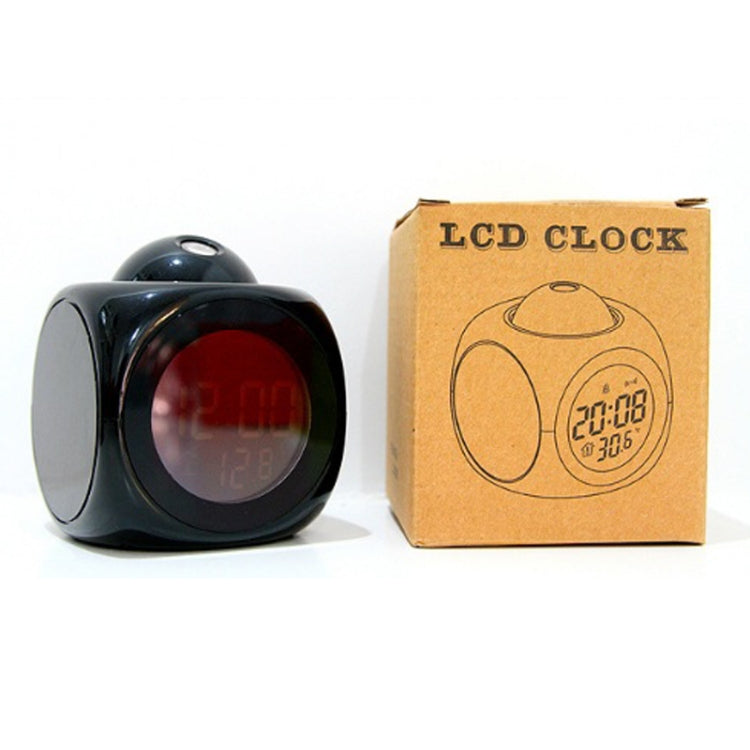 ساعة منبه متعددة الوظائف مع صوت وساعة عرض LED، لون أبيض بدون كابل USB، لون أسود + كابل USB