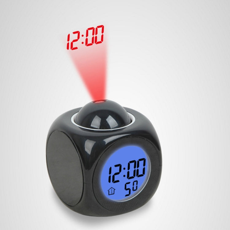 ساعة منبه متعددة الوظائف مع صوت وساعة عرض LED، لون أبيض بدون كابل USB، لون أسود + كابل USB