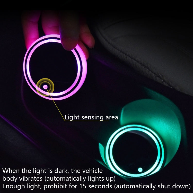 2 PCS Car LED Luminous Water Coaster Car Atmosphere Light USB Charging Non-Slip Coaster, Car Luminous Water Coaster