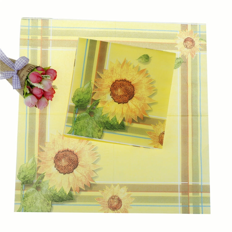 Colorful Print Party Decoration Napkin Facial Tissue, Yellow Sunflower