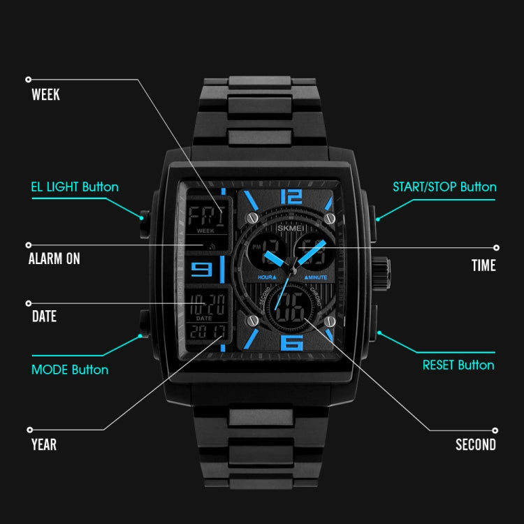SKMEI 1274 Men Fashion Electronic Watch Multifunctional Outdoor Sports Watch