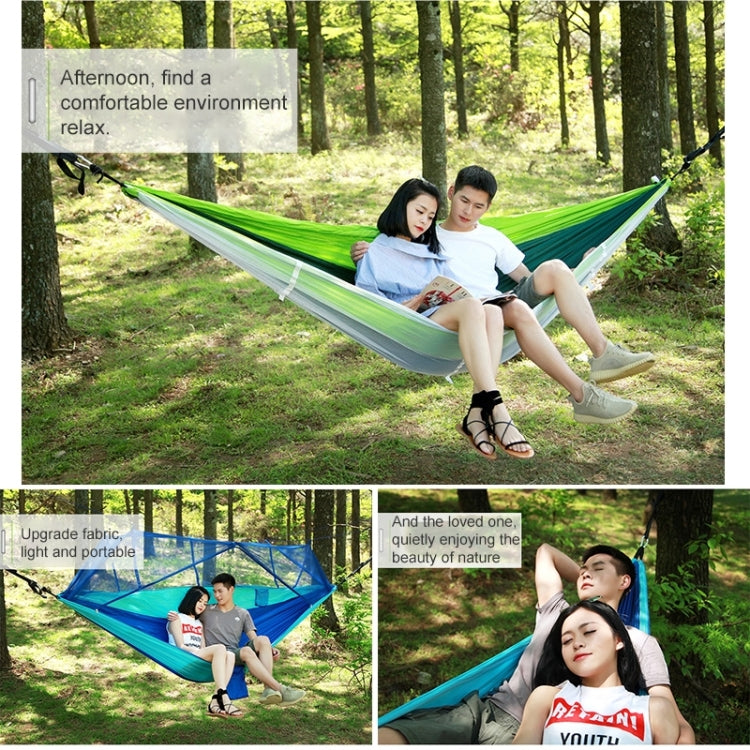 1-2 Person Outdoor Mosquito Net Parachute Hammock Camping Hanging Sleeping Bed Swing Portable Double Chair, 260 x 140cm