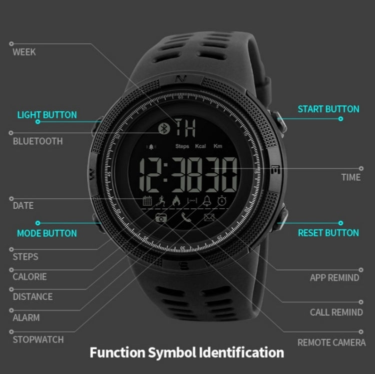 SKMEI 1250 Men Outdoor Waterproof Sports Digital Watch Multi-Function Watch