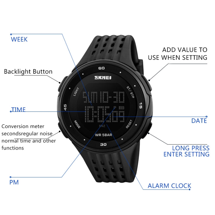 SKMEI 1219 Men Multi-Function Electronic Watch Outdoor Sports Watch