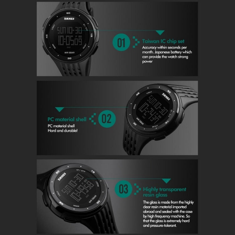 SKMEI 1219 Men Multi-Function Electronic Watch Outdoor Sports Watch