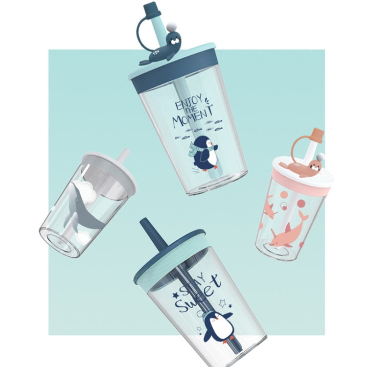 Children Cartoon Marine Animal Straw Drinking Cup Safe And Environmentally Friendly Plastic Drinking Cup