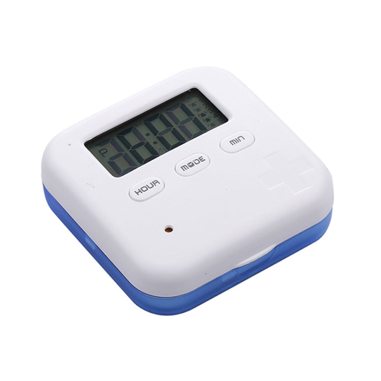 Electronic Smart Timing Medicine Box Portable Medicine Dispensing Storage Box, Blue, Gray