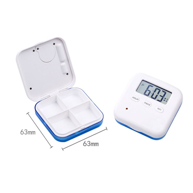 Electronic Smart Timing Medicine Box Portable Medicine Dispensing Storage Box, Blue, Gray