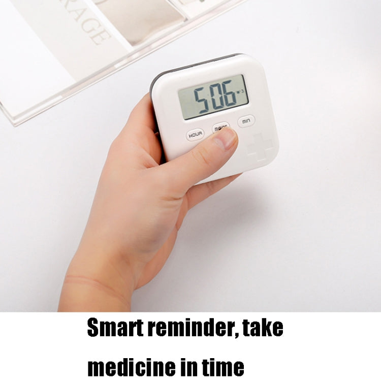 Electronic Smart Timing Medicine Box Portable Medicine Dispensing Storage Box, Blue, Gray