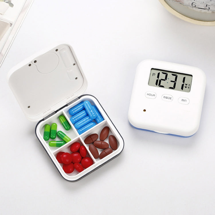 Electronic Smart Timing Medicine Box Portable Medicine Dispensing Storage Box, Blue, Gray