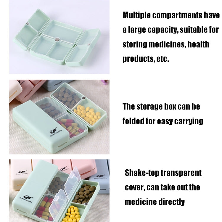 Folding Portable Sealed and Dispensing Small Pill Box, Blue, White, Green, Pink