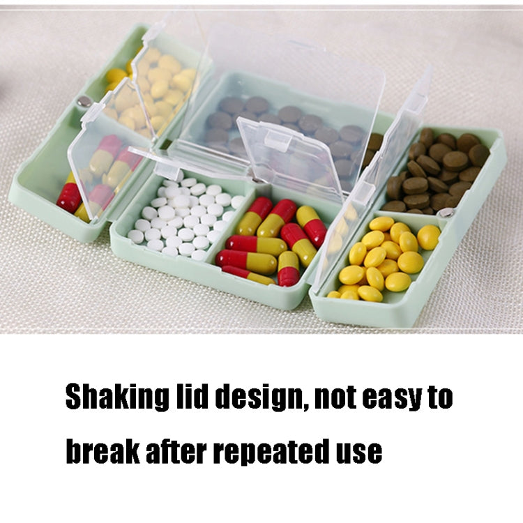 Folding Portable Sealed and Dispensing Small Pill Box, Blue, White, Green, Pink
