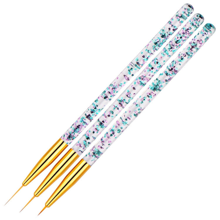 3pcs / Set Nail Art Brush Tool Acrylic Nail Crystal Carving Phototherapy Drawing Pen, Silver Tube, Golden Tube