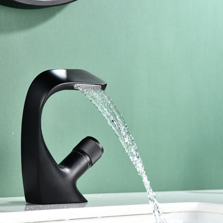 Basin Waterfall Type Hot & Cold Water All-Copper Faucet Bathroom Sanitary Ware, Electroplating Silver, Black, Electroplating Gold, Black Gold