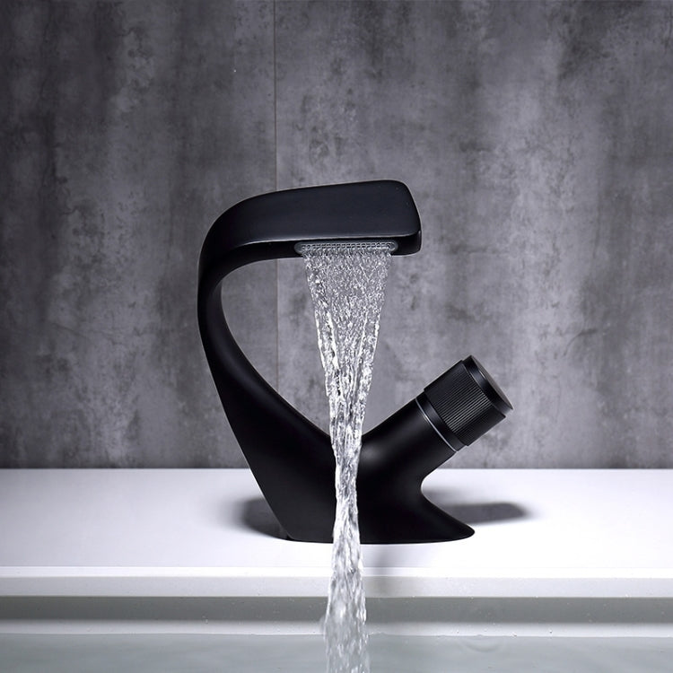 Basin Waterfall Type Hot & Cold Water All-Copper Faucet Bathroom Sanitary Ware, Electroplating Silver, Black, Electroplating Gold, Black Gold