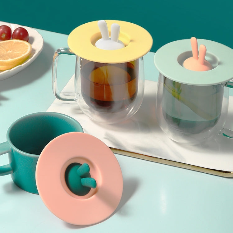 Food Grade Bunny Ears Shape Silicone Cup Lid Sealing Lid Cartoon Mug Dustproof Leak-Proof Lid