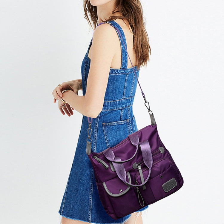 Waterproof Oxford Cloth Handbag Casual Nylon Shoulder Diagonal Bag Female Bag Canvas Bag, Purple, Black, Red, Blue