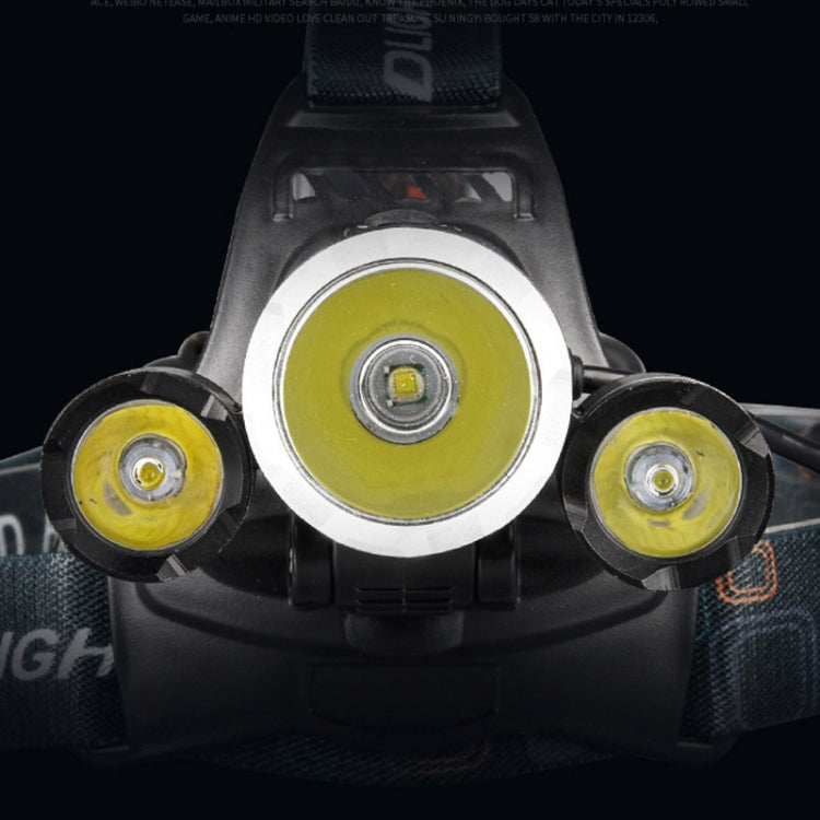 Strong Light Long-Range Rechargeable Three-Head Lamp Outdoor Fishing Lamp Led Head-Mounted Flashlight (2 Batteries+EU Plug), (3T6 Without Battery), (3T6 2 Batteries), (1T6 x 2XPE Without Battery), 2 Batteries+EU Plug
