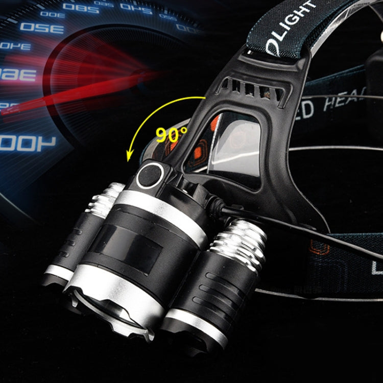 Strong Light Long-Range Rechargeable Three-Head Lamp Outdoor Fishing Lamp Led Head-Mounted Flashlight (2 Batteries+EU Plug), (3T6 Without Battery), (3T6 2 Batteries), (1T6 x 2XPE Without Battery), 2 Batteries+EU Plug