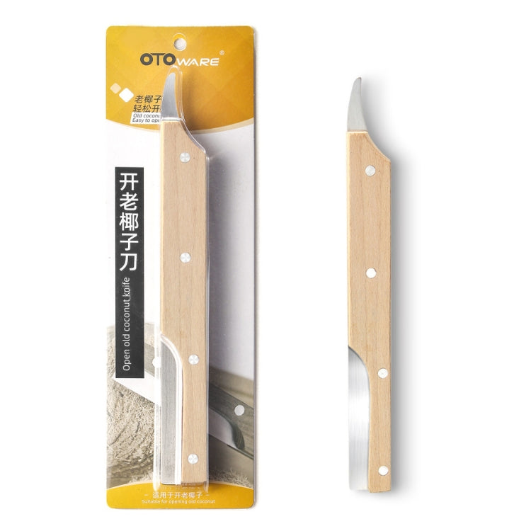 Multifunctional Stainless Steel Coconut Shell Opener With Wooden Handle Coconut Meat Knife Kitchen Gadgets, Coconut Shell Opener