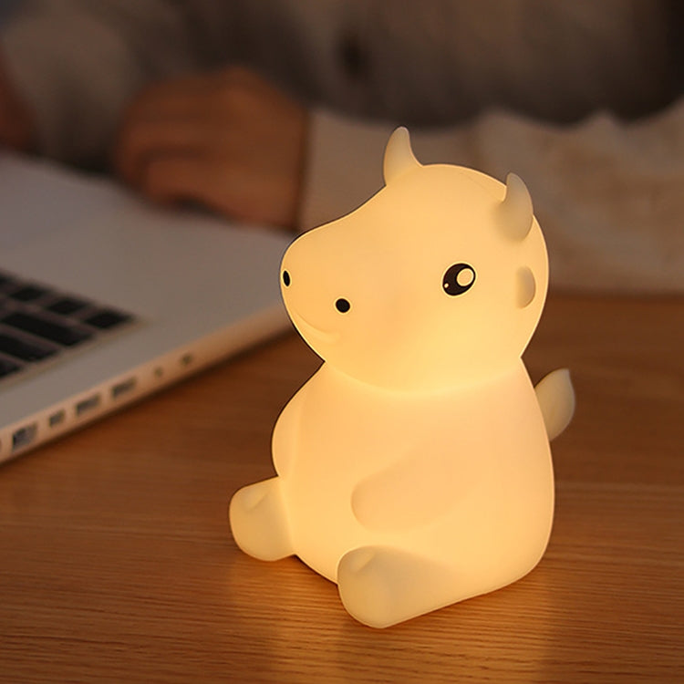 JX-YD-08 Silicone Calf Cow Night Light LED Colorful Dimming Pat Sleeping Bedside Lamp, JX-YD-08 Calf Cow