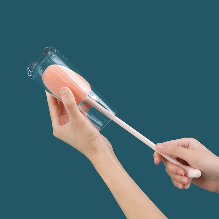 Long Handle Vertical Cup Brush Baby Bottle Sponge Cleaning Brush, Length: 29cm, White, Blue, Pink