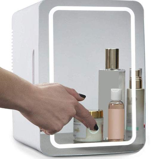PD-8 8L Mirror Cosmetics Storage Small Refrigerator Fruit Drink Refrigerator, 8L White (UK Plug), 8L White (EU Plug), 8L White (AU Plug)