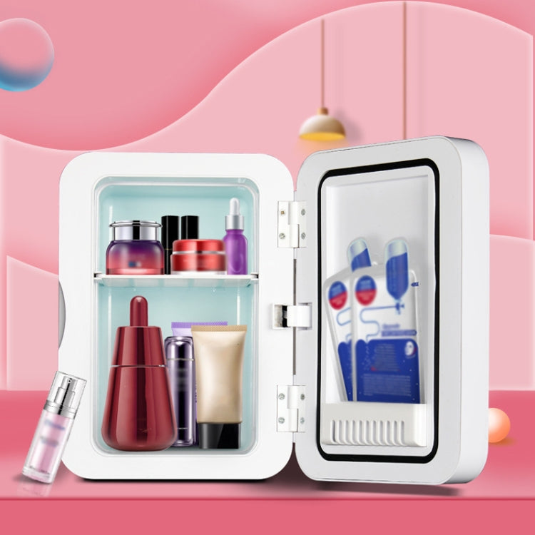 PD-8 8L Mirror Cosmetics Storage Small Refrigerator Fruit Drink Refrigerator, 8L White (UK Plug), 8L White (EU Plug), 8L White (AU Plug)