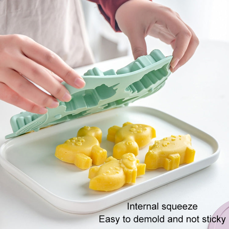 DIY 6 Grid Silicone Dinosaur Cake Mold Baby Food Supplement Mold Baking Tools, Pink, Light Green