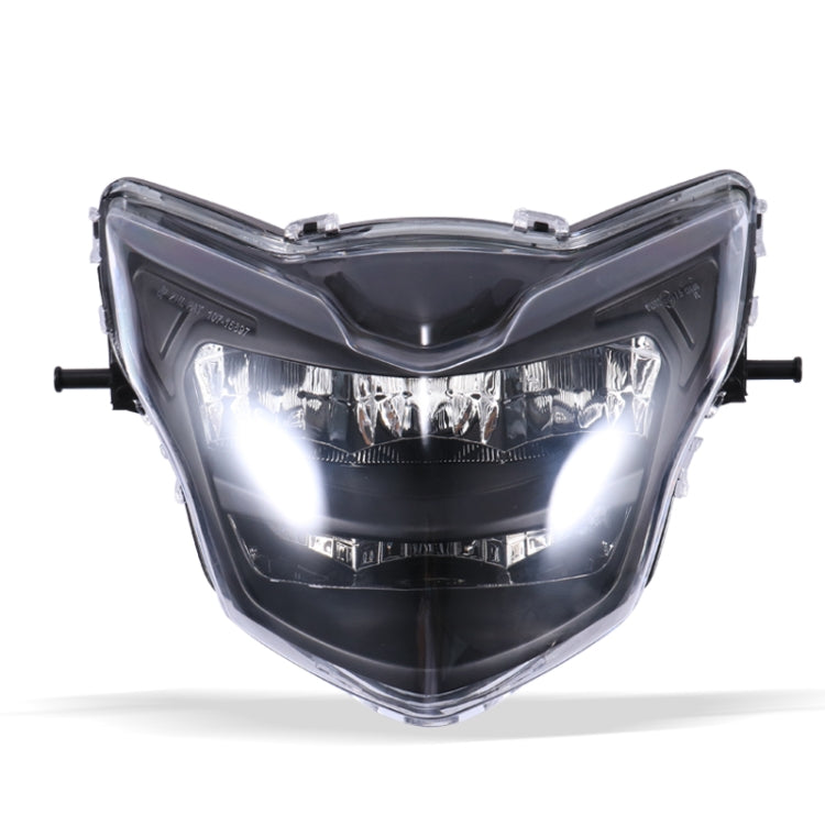 Motorcycle LDE Retro Headlights LED Far Near Beam Lights For Yamaha LC135 V2-V6, Transparent Glass, Smoked Glass