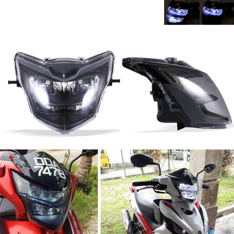 Motorcycle LDE Retro Headlights LED Far Near Beam Lights For Yamaha LC135 V2-V6, Transparent Glass, Smoked Glass