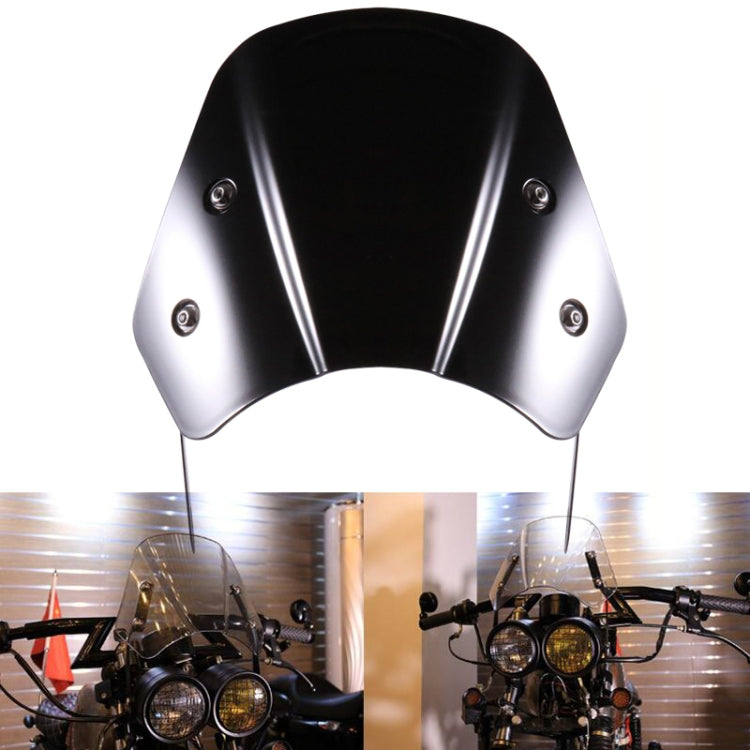 5-7 Inch Retro Motorcycle Windshield Universal Modified Windshield, Black, Smoky, Transparent