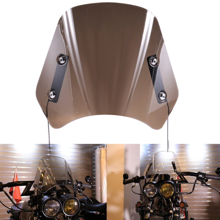 5-7 Inch Retro Motorcycle Windshield Universal Modified Windshield, Black, Smoky, Transparent