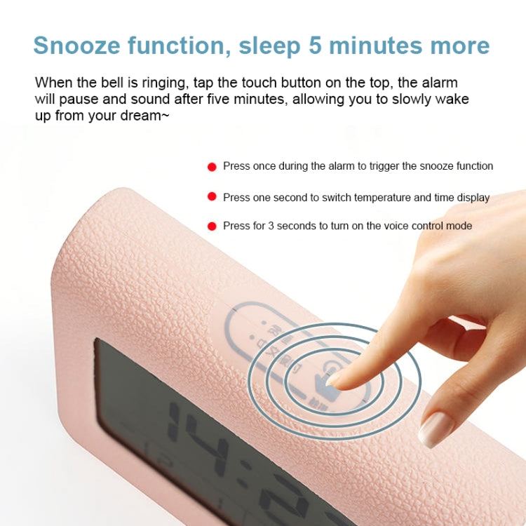 ساعة منبه ZKLiLi Lazy Snooze Applet بجانب السرير مزودة بخاصية البلوتوث وساعة منبه رقمية صامتة متعددة الوظائف، باللون الأزرق والوردي والرمادي