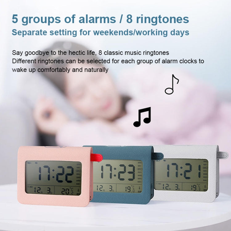 ساعة منبه ZKLiLi Lazy Snooze Applet بجانب السرير مزودة بخاصية البلوتوث وساعة منبه رقمية صامتة متعددة الوظائف، باللون الأزرق والوردي والرمادي