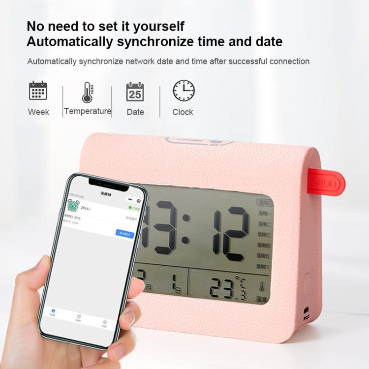 ساعة منبه ZKLiLi Lazy Snooze Applet بجانب السرير مزودة بخاصية البلوتوث وساعة منبه رقمية صامتة متعددة الوظائف، باللون الأزرق والوردي والرمادي
