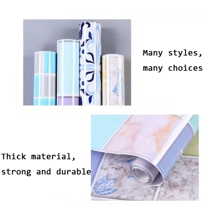 Kitchen Anti-Smoke Tile Wall Stickers Stove Wallpaper, Purple Vine, Blossoming Flowers, Blue Ans White Porcelain