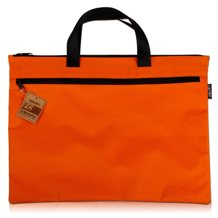 Deli 5840 Portable Canvas Zipper File Bag Double Simple Storage Bag