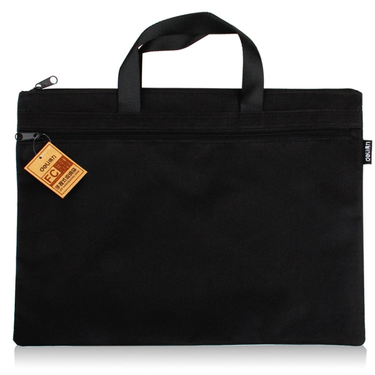 Deli 5840 Portable Canvas Zipper File Bag Double Simple Storage Bag