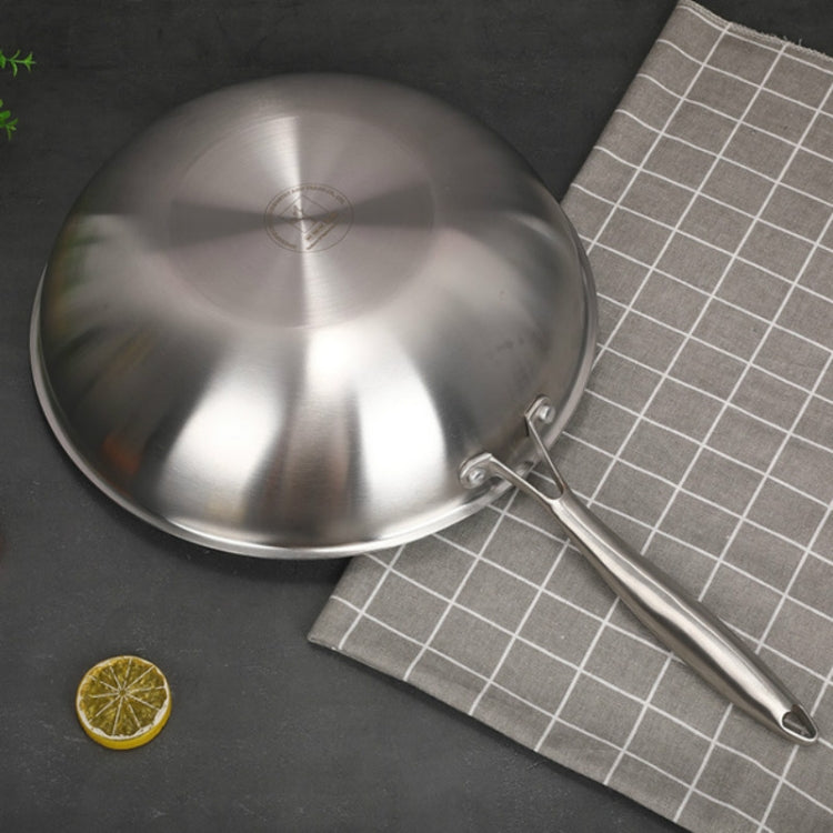 Household 304 Stainless Steel Oil-free and Uncoated Flat-bottom Wok Suitable for Induction Cooker Gas, 32cm