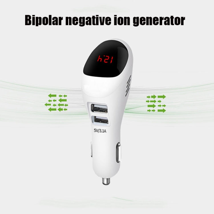 S90B Multifunctional Car Negative Ion Formaldehyde Removal Air Purifier, White, Black