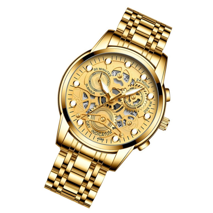 FNGEEN 4088 Men Hollow Quartz Watch Student Waterproof Luminous Watch