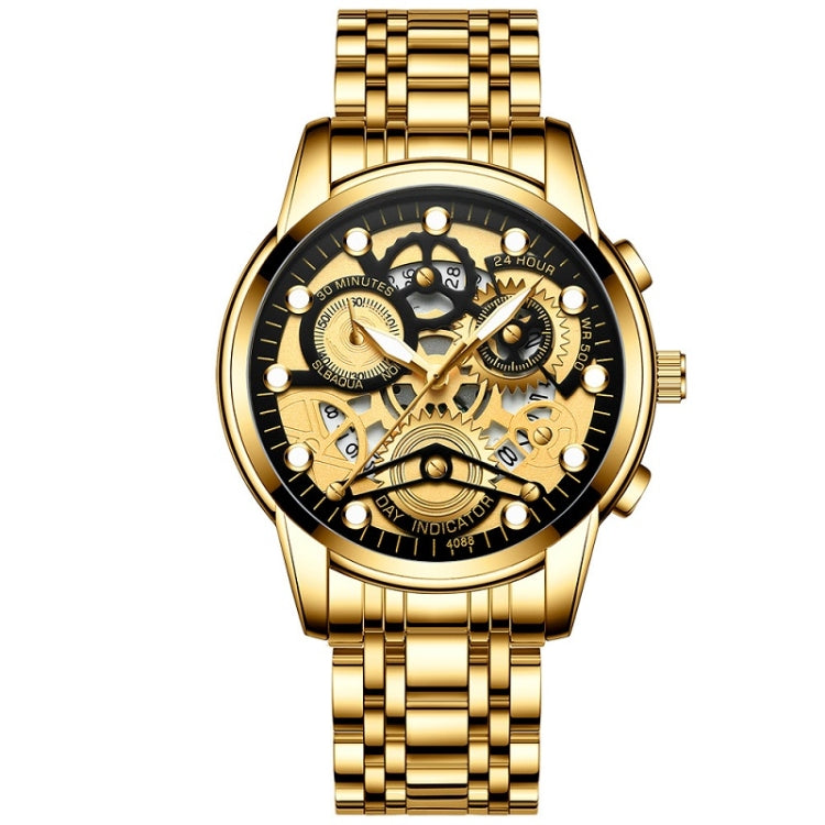 FNGEEN 4088 Men Hollow Quartz Watch Student Waterproof Luminous Watch
