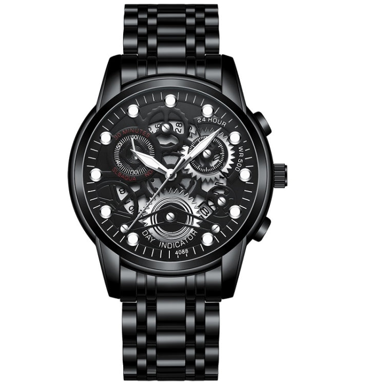 FNGEEN 4088 Men Hollow Quartz Watch Student Waterproof Luminous Watch