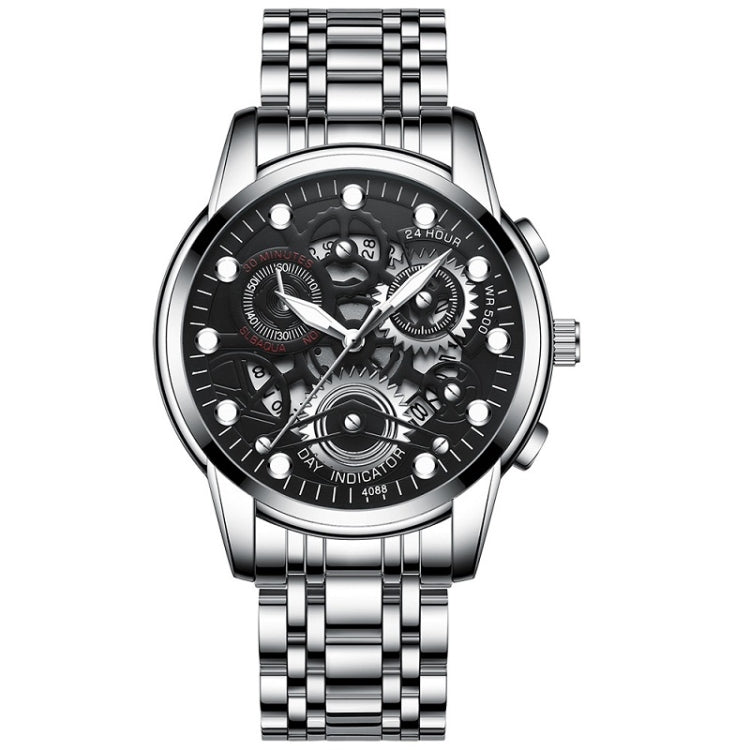 FNGEEN 4088 Men Hollow Quartz Watch Student Waterproof Luminous Watch