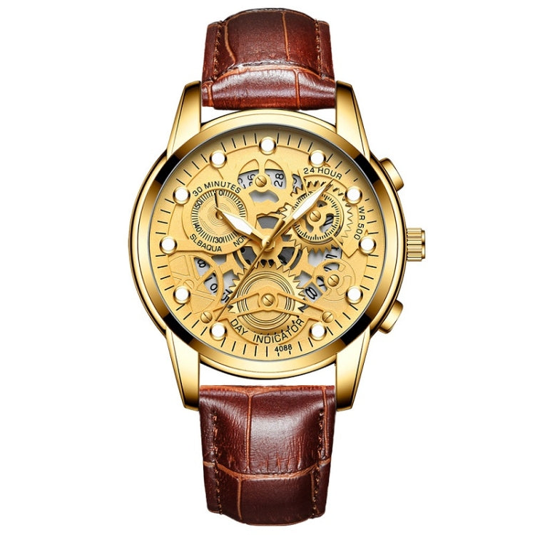 FNGEEN 4088 Men Hollow Quartz Watch Student Waterproof Luminous Watch