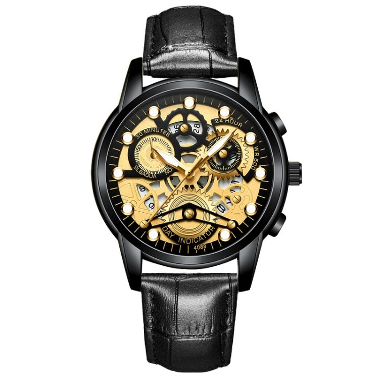FNGEEN 4088 Men Hollow Quartz Watch Student Waterproof Luminous Watch