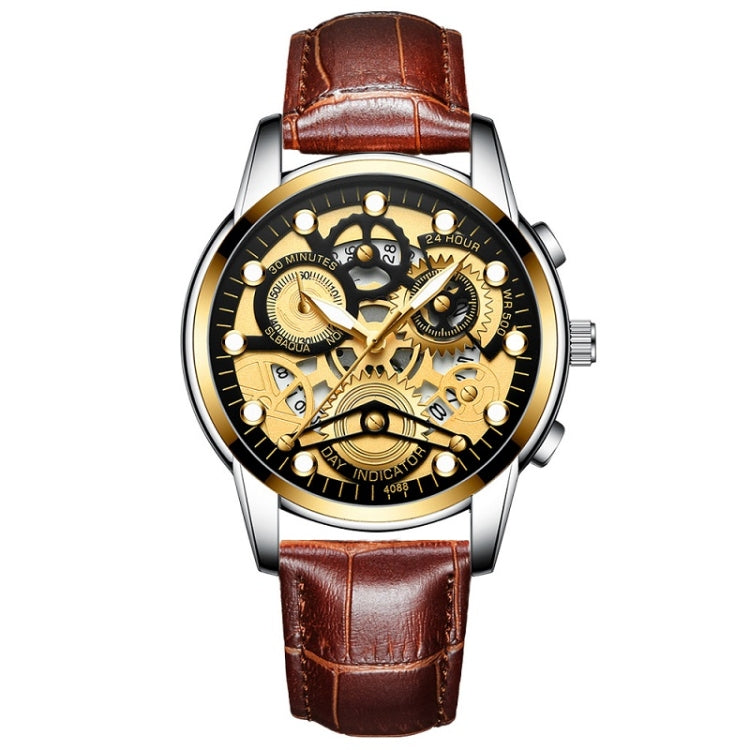 FNGEEN 4088 Men Hollow Quartz Watch Student Waterproof Luminous Watch